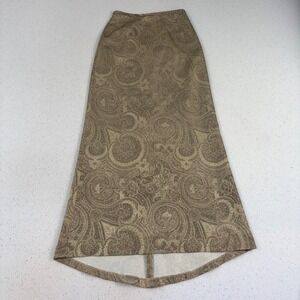 Kay Unger Petites 2 A-Line Silk Maxi Skirt Brown Tan Paisley Formal Chic Boho